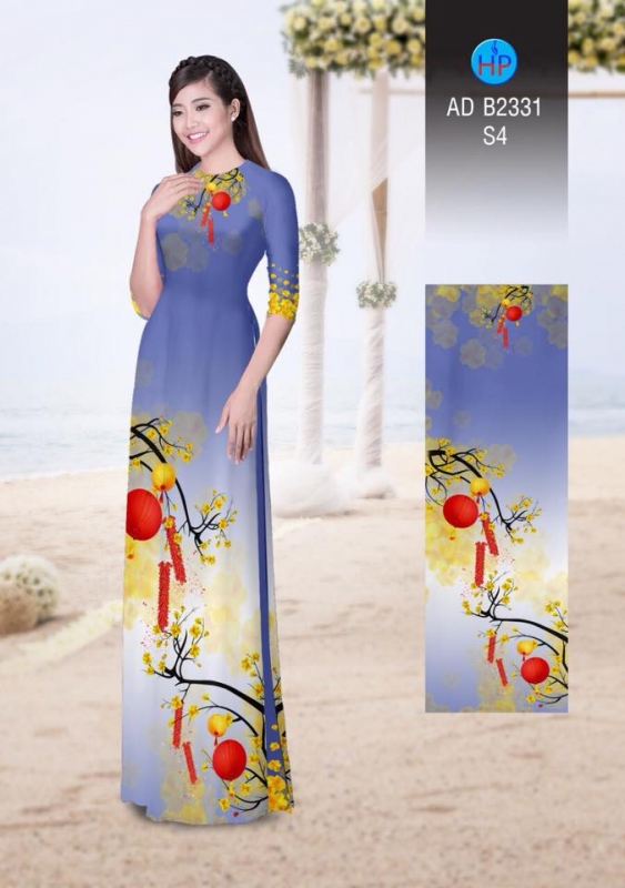 Vải áo dài hoa tết