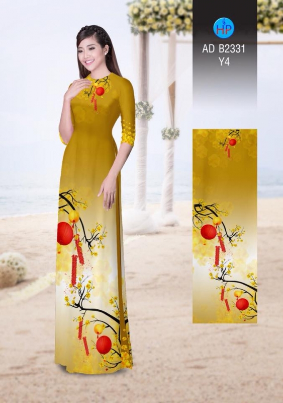 Vải áo dài hoa tết