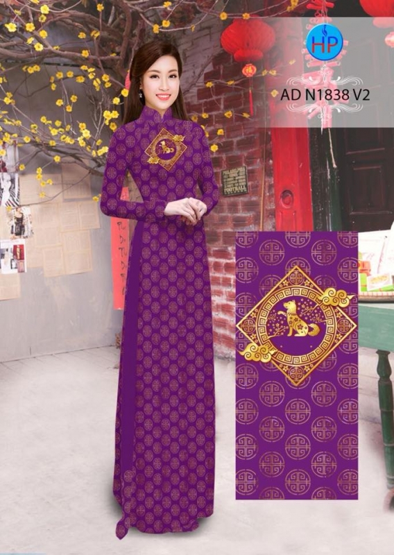 Vải áo dài hoa văn tròn