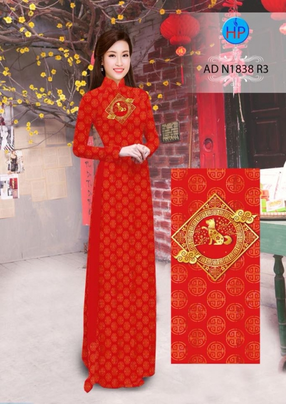 Vải áo dài hoa văn tròn