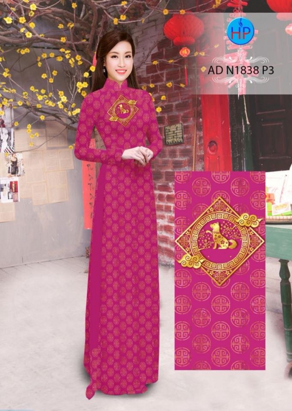 Vải áo dài hoa văn tròn