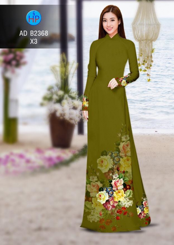 Vải áo dài hoa chùm 3D
