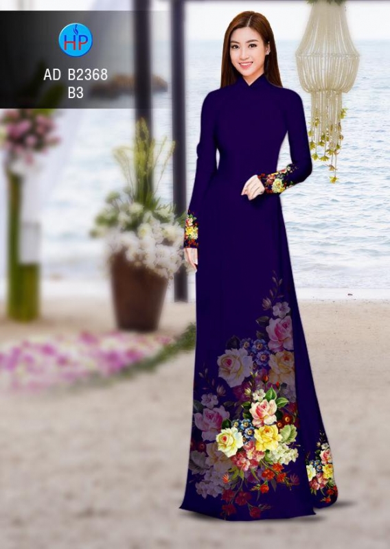 Vải áo dài hoa chùm 3D