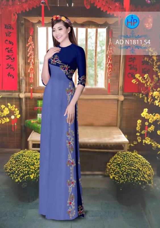 Vải áo dài hoa chạy dọc Vải áo dài hoa chạy dọc