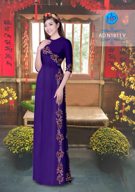 Vải áo dài hoa chạy dọc Vải áo dài hoa chạy dọc