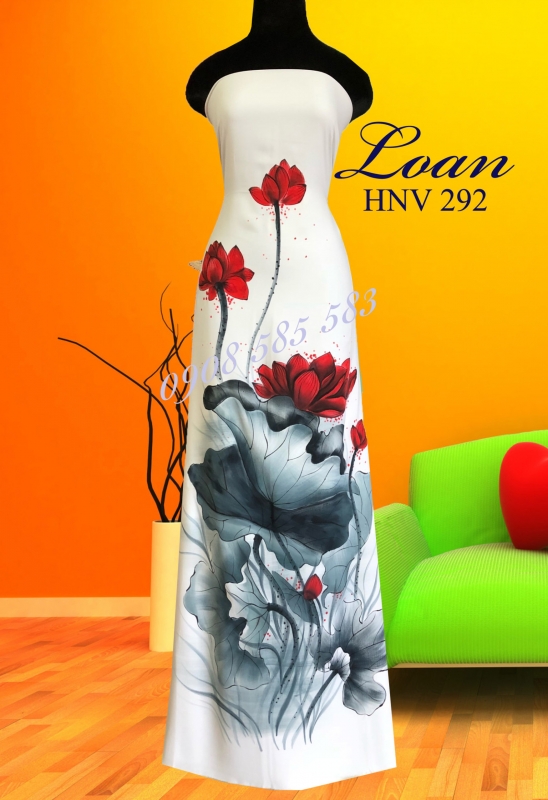 Vải áo dài vẽ cao cấp Hoa Sen