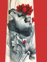 Vải áo dài vẽ cao cấp Hoa Sen