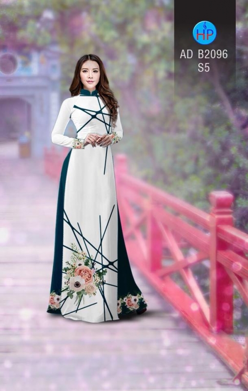 Vải áo dài hoa kẻ sọc