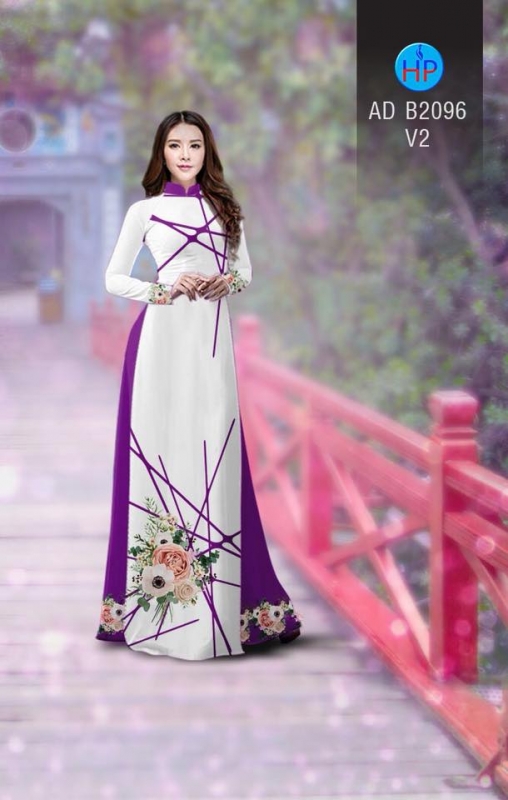 Vải áo dài hoa kẻ sọc