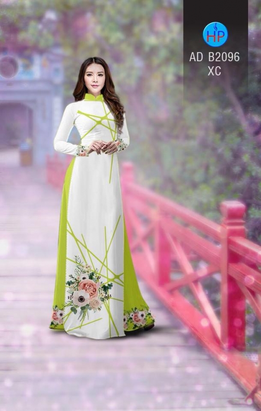 Vải áo dài hoa kẻ sọc