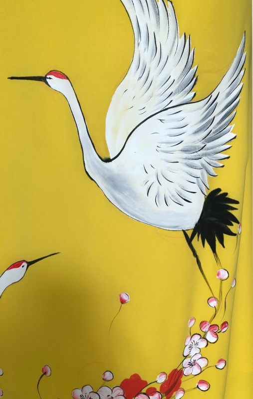 Vải áo dài vẽ hoa ngày Tết