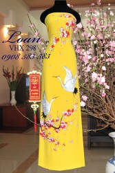 Vải áo dài vẽ hoa ngày Tết