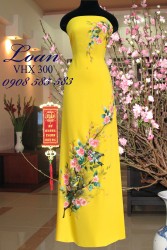 Vải áo dài vẽ hoa ngày Tết