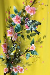 Vải áo dài vẽ hoa ngày Tết