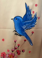 Vải áo dài vẽ cành Đào