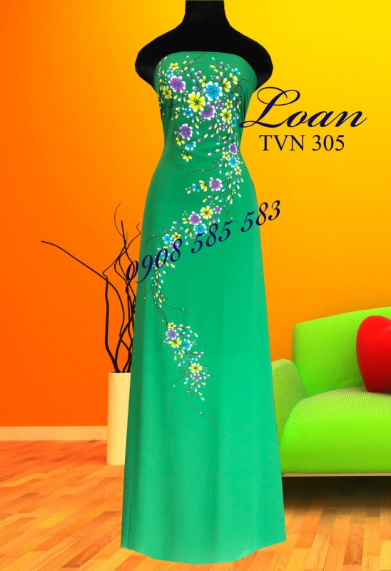 Vải áo dài vẽ đính đá