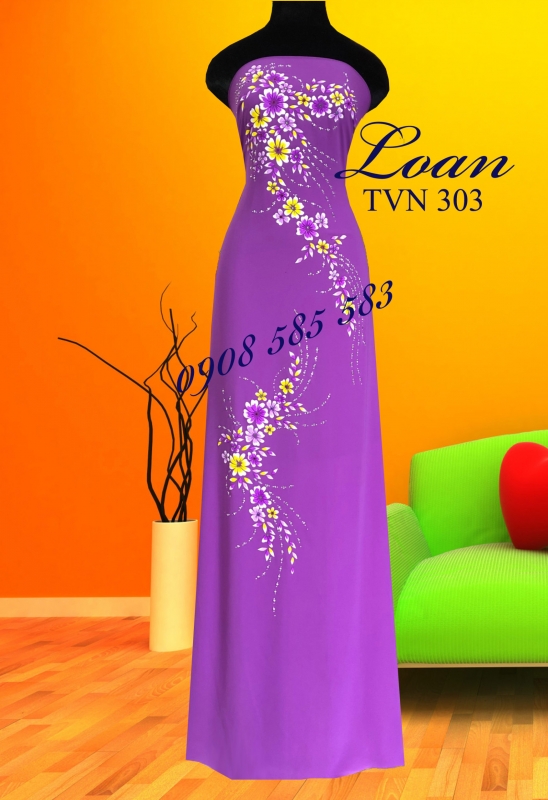 Vải áo dài vẽ đính đá