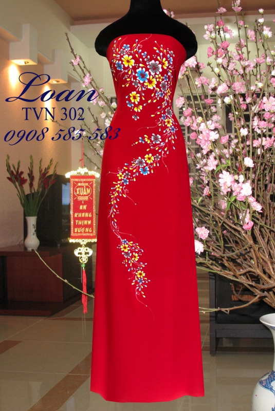 Vải áo dài vẽ đính đá