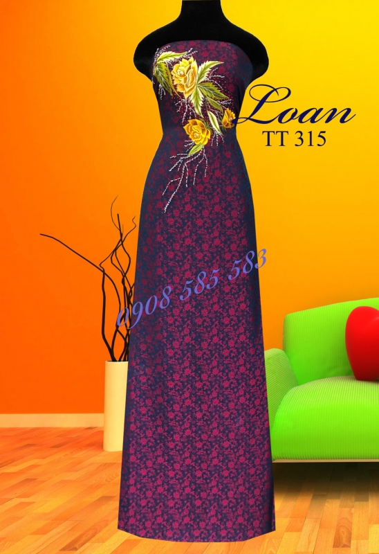 Vải áo dài gấm thêu hoa