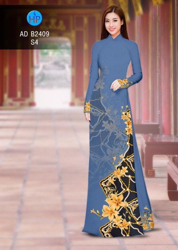 Vải áo dài hoa văn phối hoa