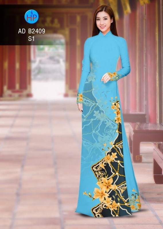 Vải áo dài hoa văn phối hoa