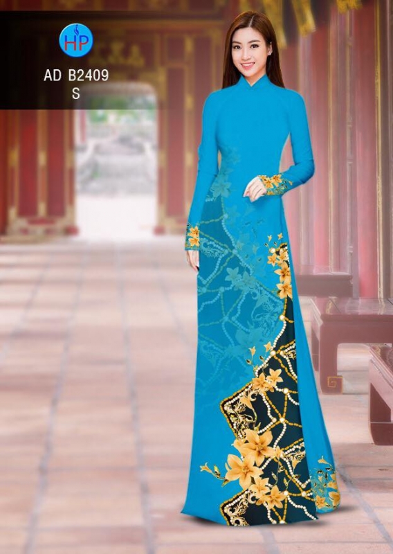 Vải áo dài hoa văn phối hoa