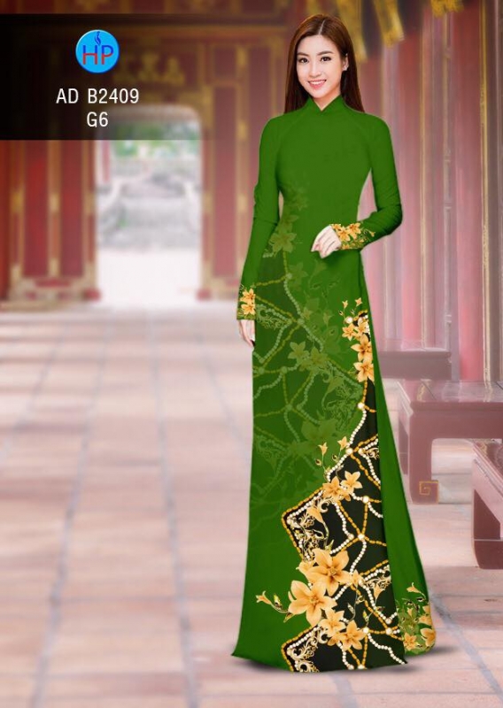 Vải áo dài hoa văn phối hoa
