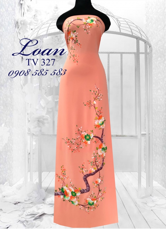 Áo dài vẽ cành Đào