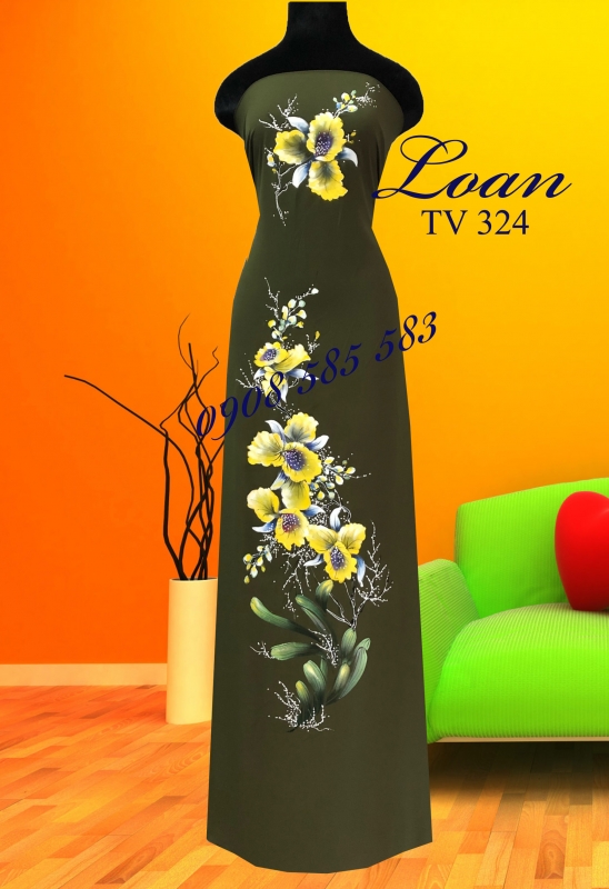 Áo dài vẽ hoa 3D