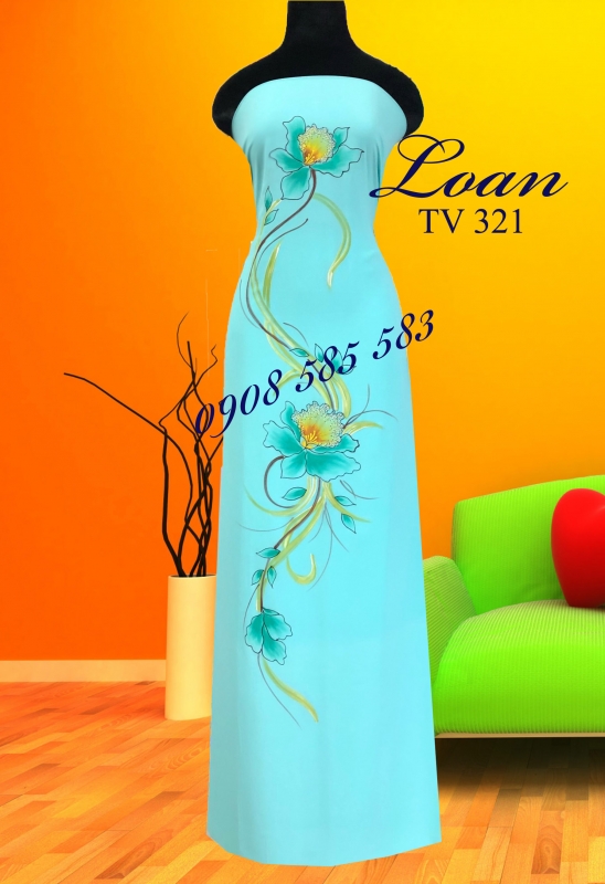 Áo dài vẽ hoa 3D