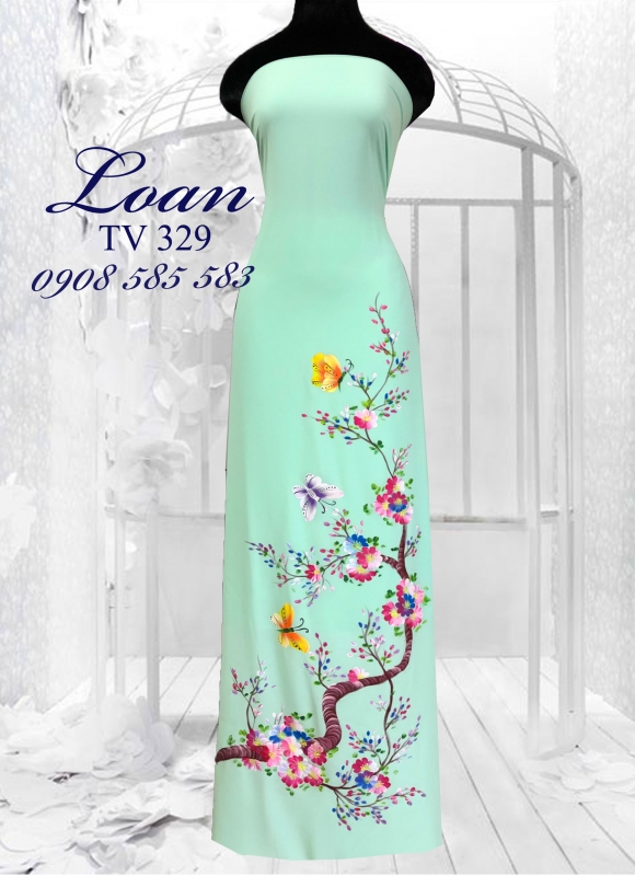 Áo dài vẽ cành hoa