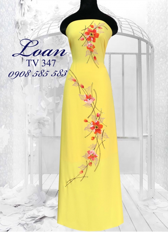 Áo dài vẽ hoa dây