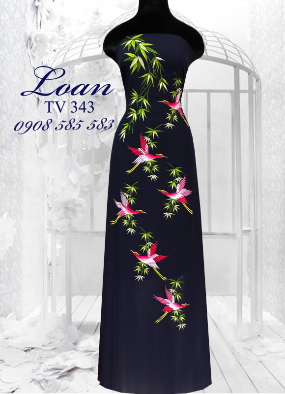 Áo dài thêu chim hạc