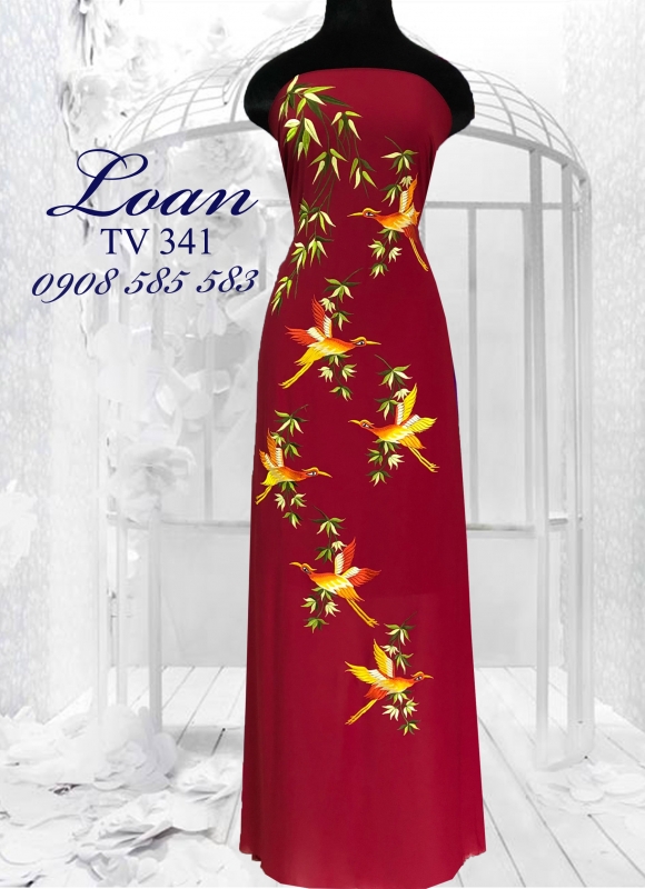 Áo dài thêu chim hạc