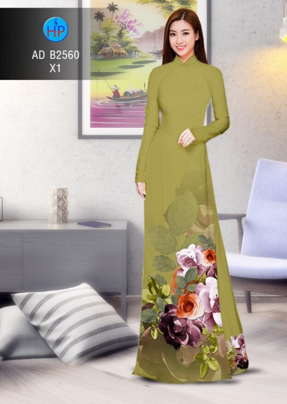Vải áo dài hoa 3D