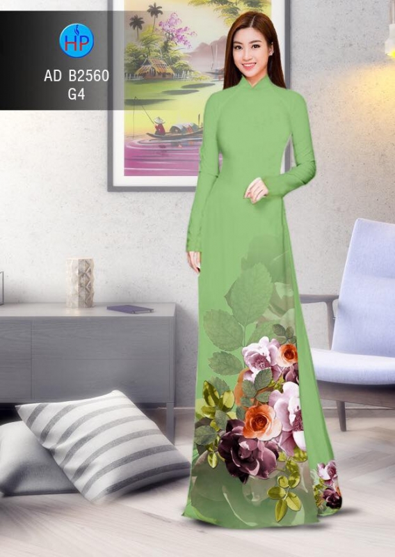 Vải áo dài hoa 3D