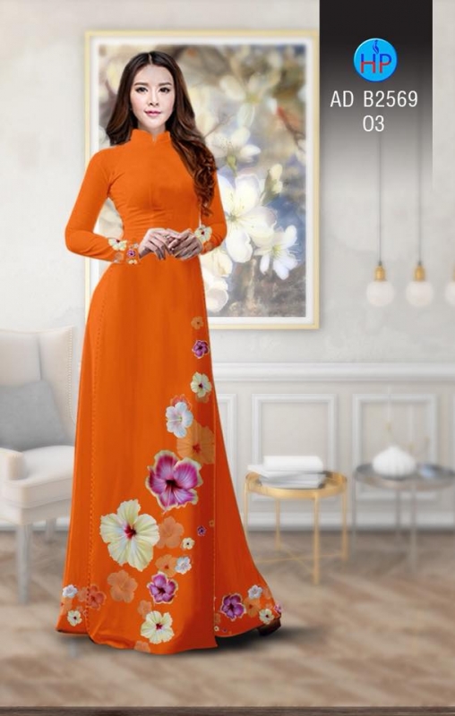 Vải áo dài hoa Râm Bụt Vải áo dài hoa Râm Bụt