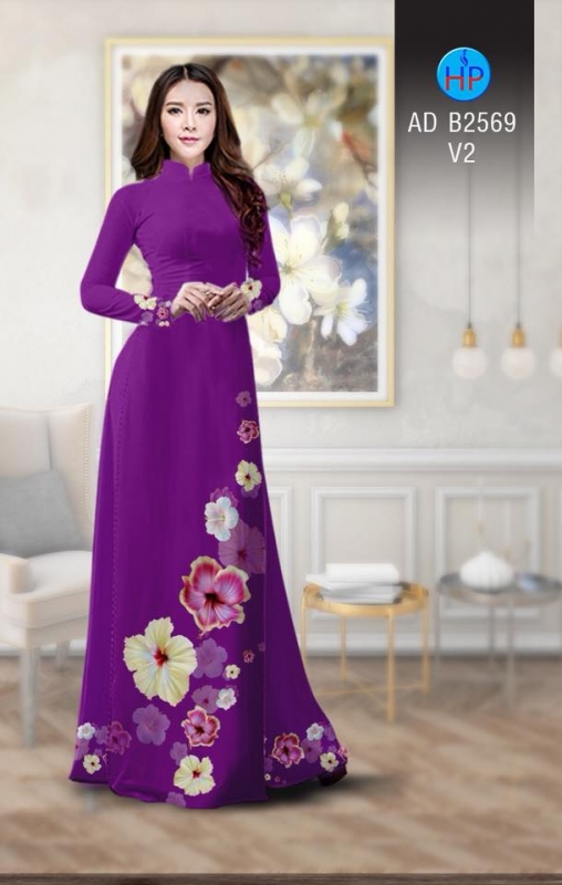 Vải áo dài hoa Râm Bụt Vải áo dài hoa Râm Bụt