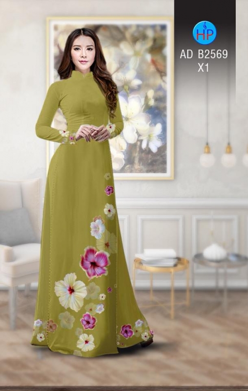 Vải áo dài hoa Râm Bụt Vải áo dài hoa Râm Bụt