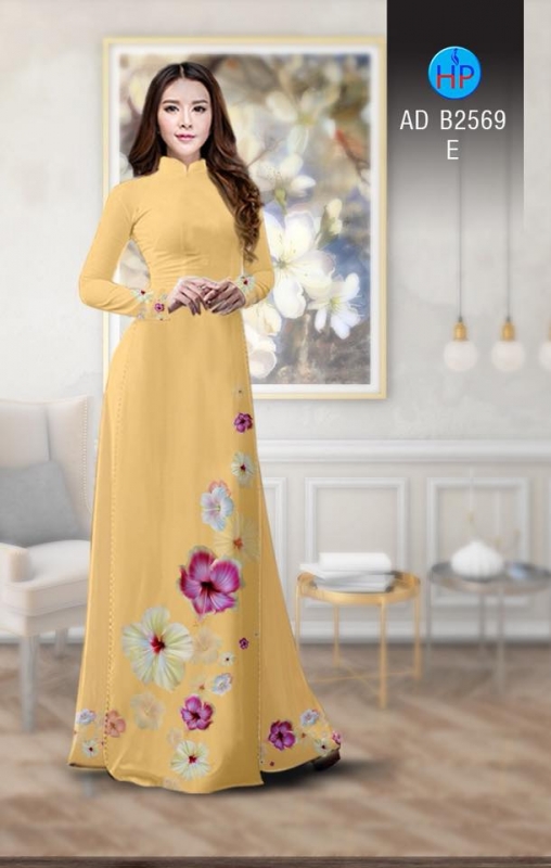 Vải áo dài hoa Râm Bụt Vải áo dài hoa Râm Bụt