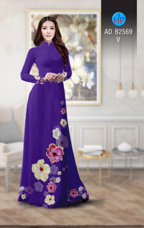 Vải áo dài hoa Râm Bụt Vải áo dài hoa Râm Bụt