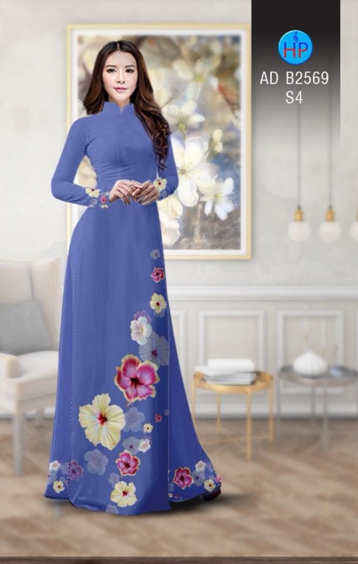 Vải áo dài hoa Râm Bụt Vải áo dài hoa Râm Bụt