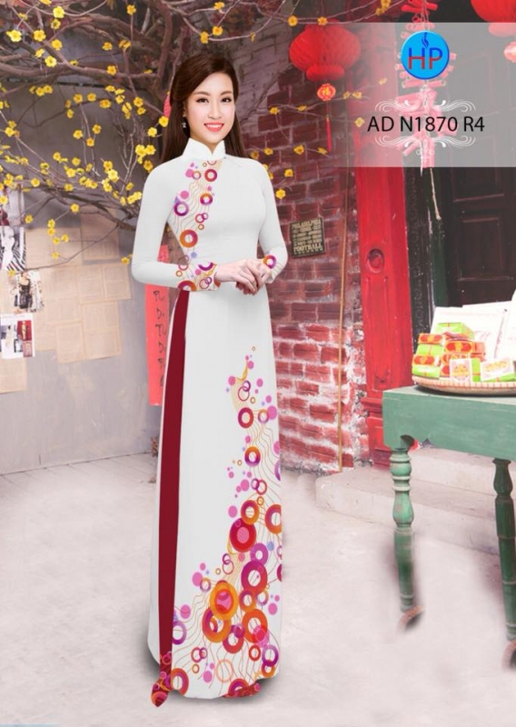 Vải áo dài hoa văn tròn