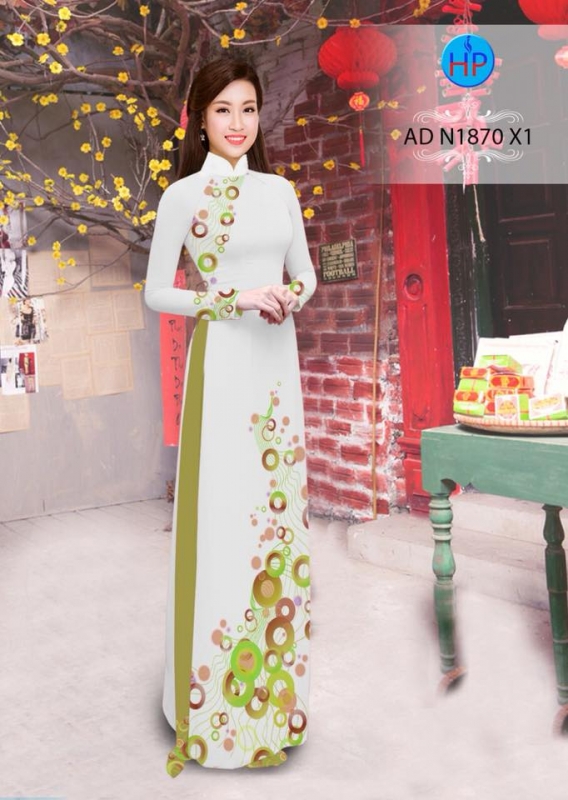 Vải áo dài hoa văn tròn