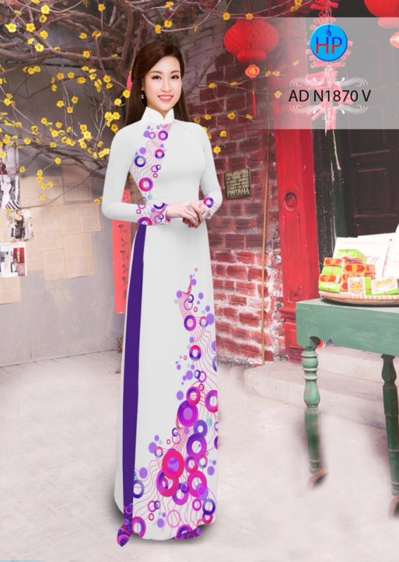 Vải áo dài hoa văn tròn