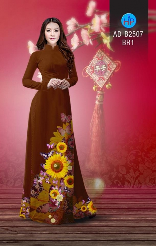 Vải áo dài hoa Hướng Dương
