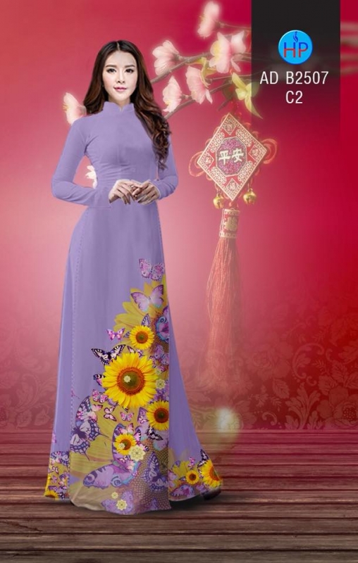 Vải áo dài hoa Hướng Dương
