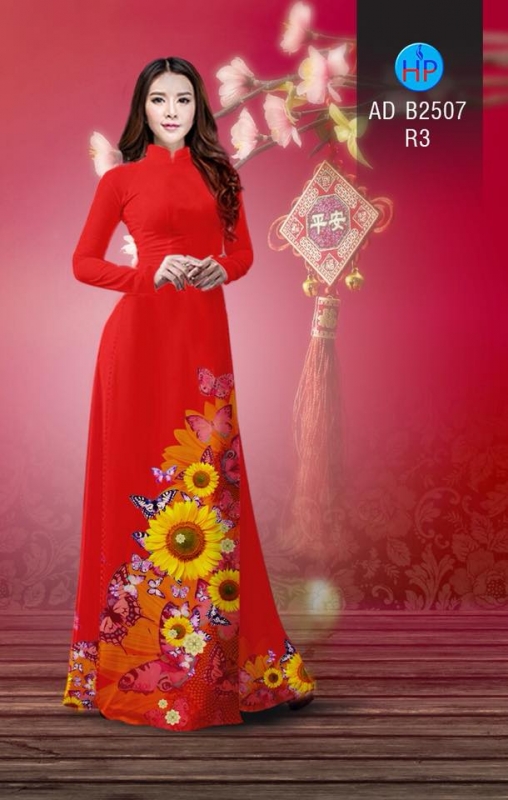 Vải áo dài hoa Hướng Dương