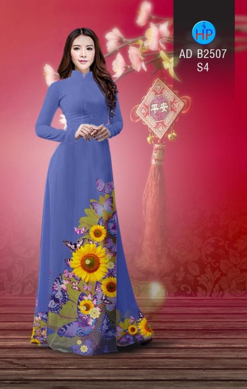 Vải áo dài hoa Hướng Dương