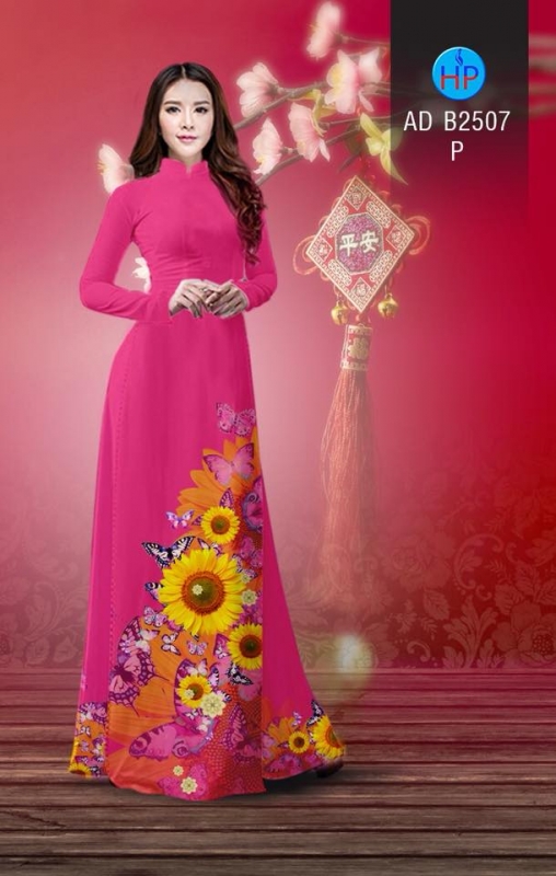 Vải áo dài hoa Hướng Dương